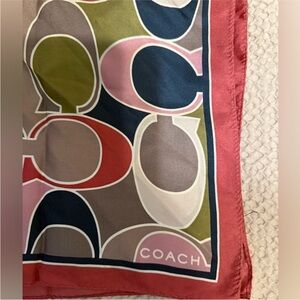 Coach Signature C Optic Patterned Multicolor Geometric Silk Scarf NWOT‎